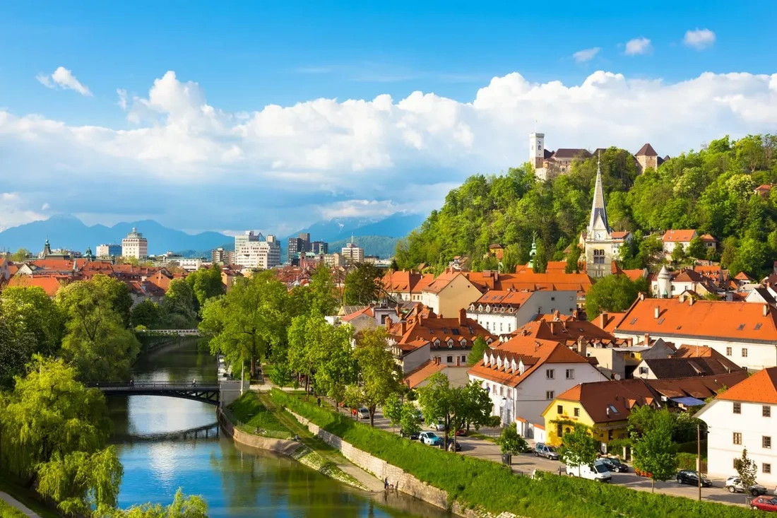 Ljubljana, Slovenia river, castle