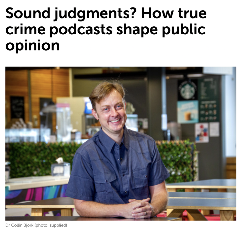 Smiling photo of rhetoric researcher Collin Bjork, a white guy in a short-sleeved shirt in a cafeteria