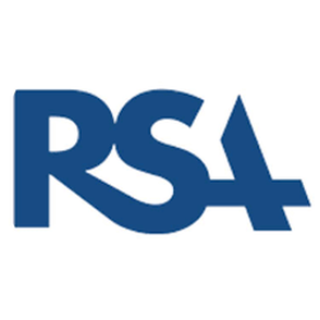 RSA in navy blue block letters. Logo of rhetoric society of america.